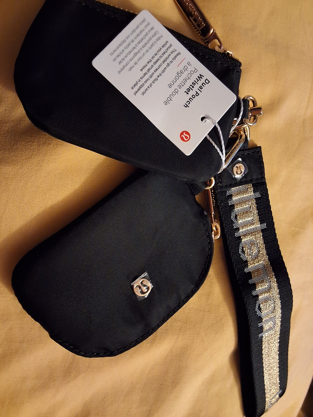 lululemon athletica Black Dual Pouch Wristlet - Black